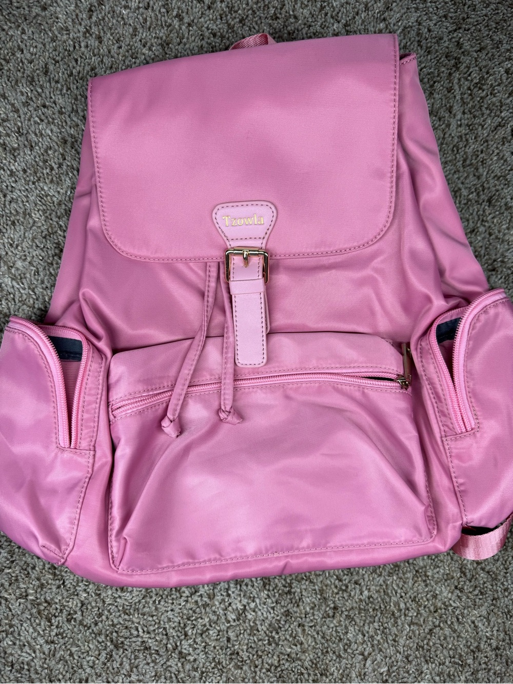 Pink Tzowla Faux Leather Backpack
